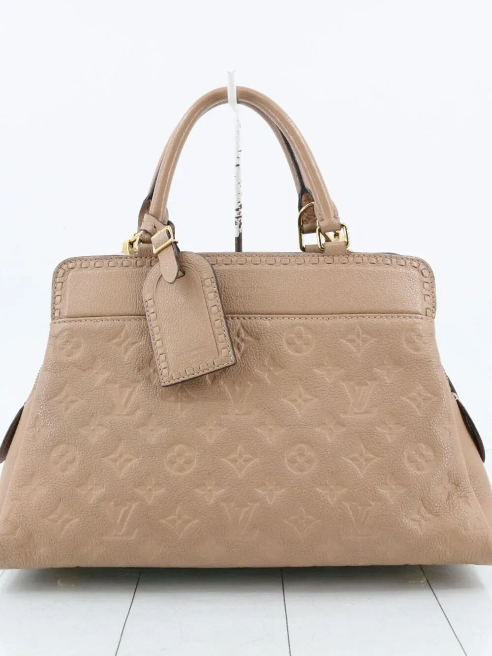 Louis Vuitton Beige Monogram Embossed Leather Satchel